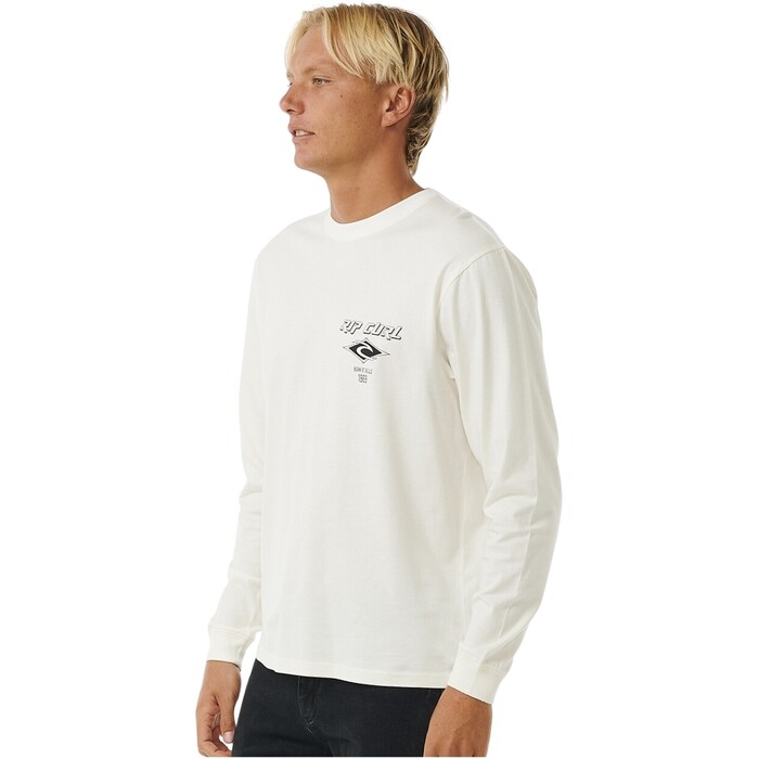 Rip Curl 2024 Fade Out Icon Langarm T-Shirt 0BQMTE - Bone